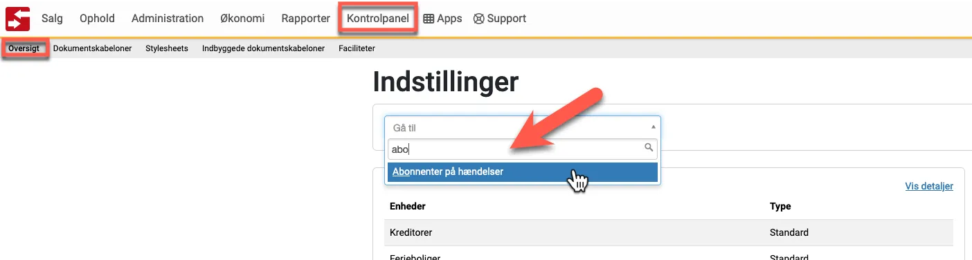 Søg Abonnenter på hændelser