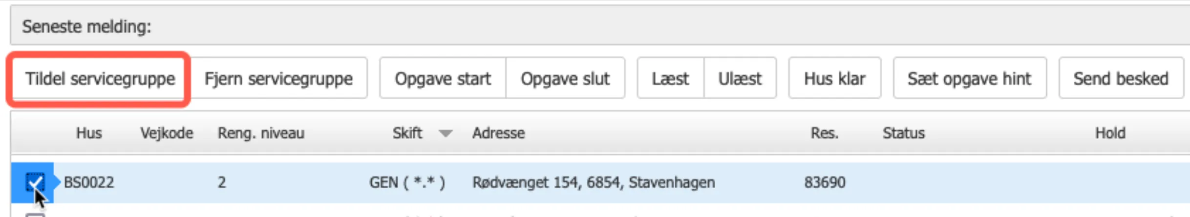 Tildel servicegruppe