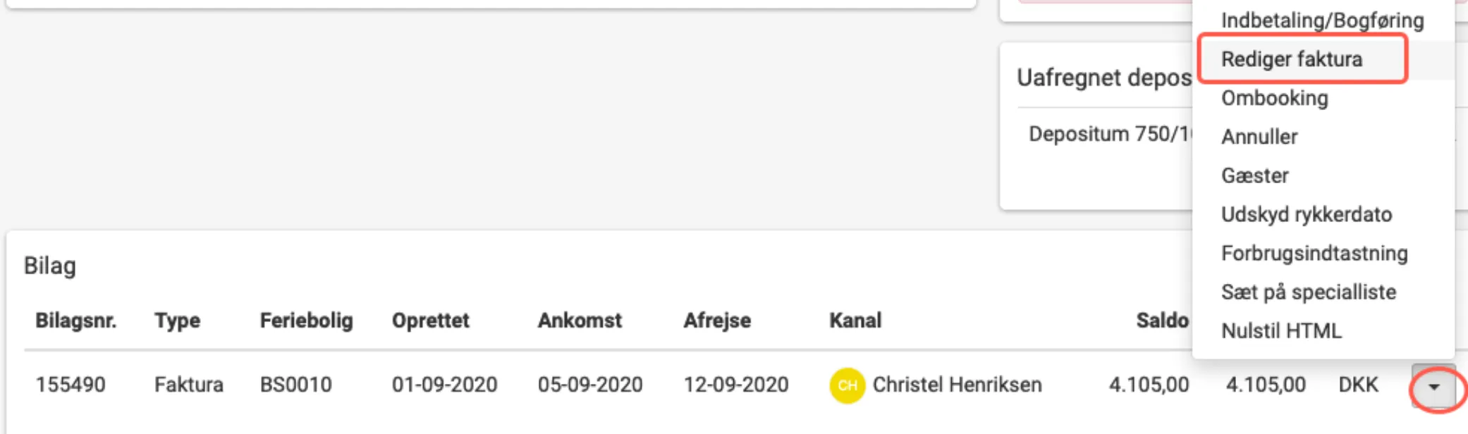 Rediger faktura