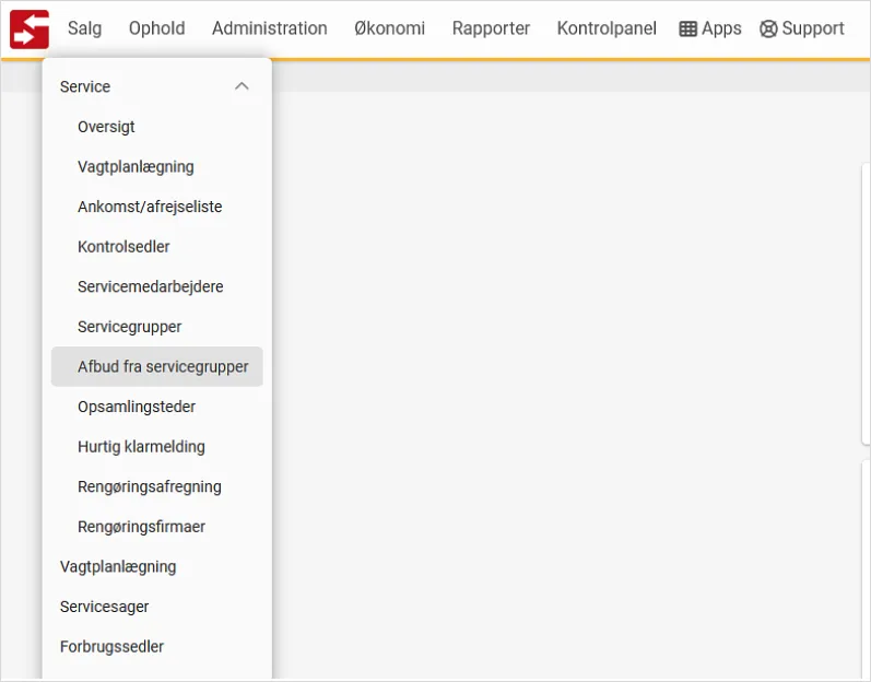 Find siden til afbud fra servicegrupper