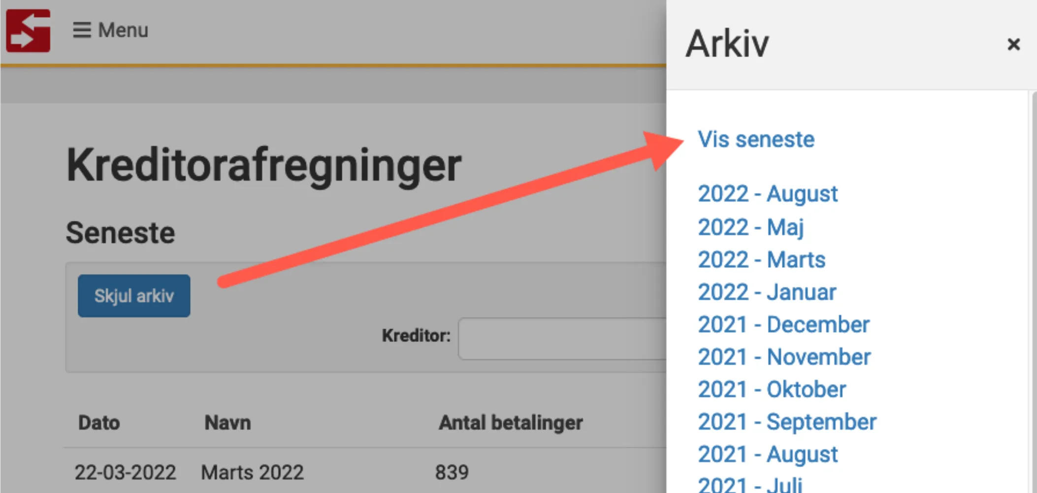 Samlet beløb til udbetaling