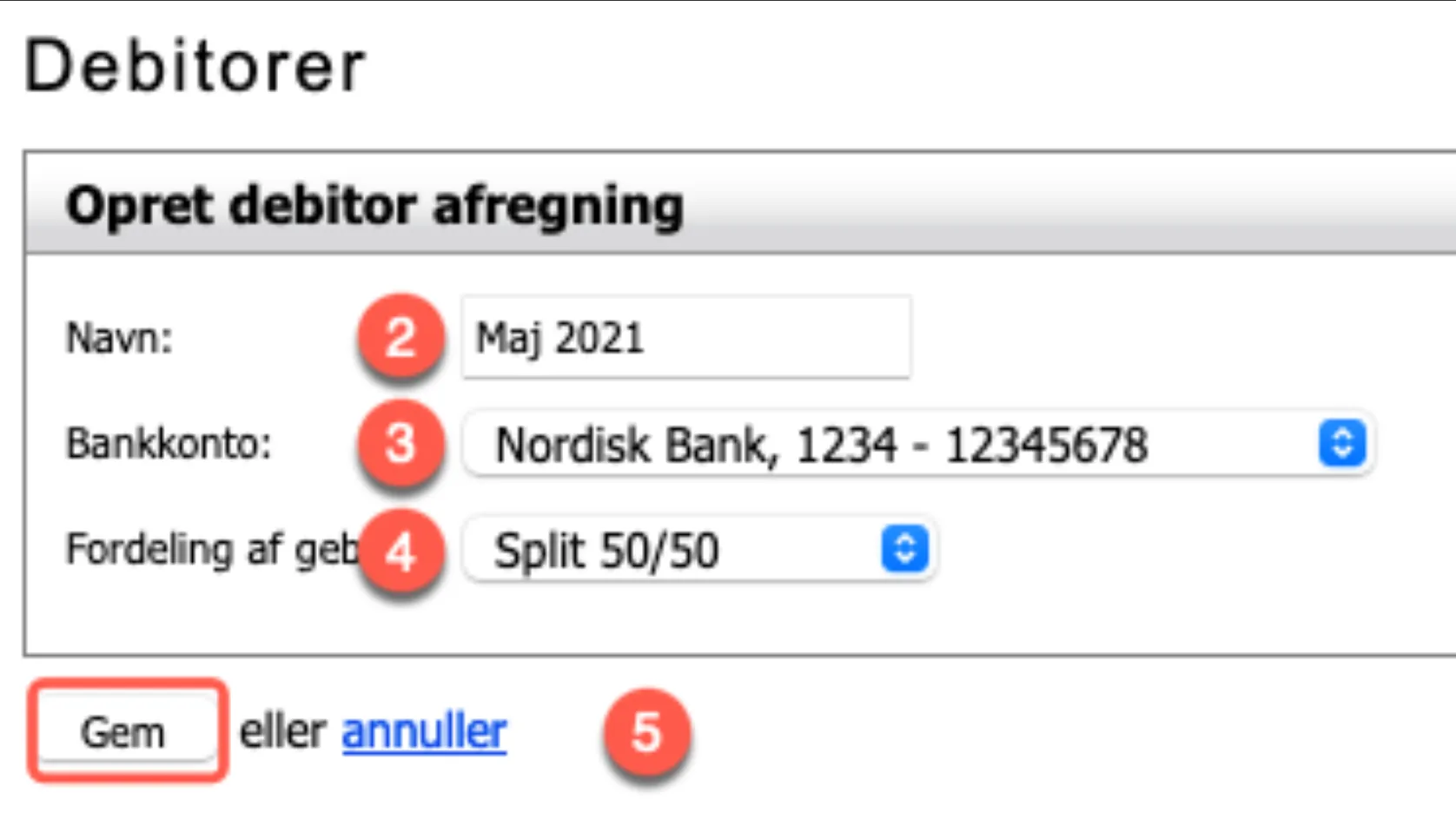 Opret afregning