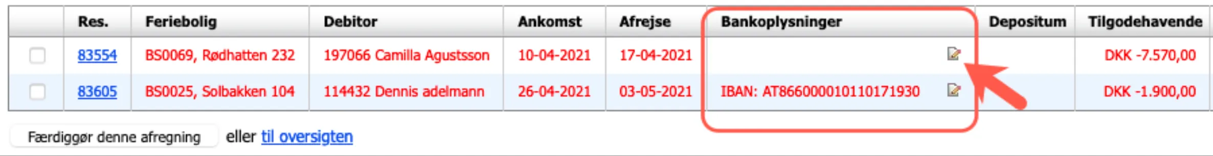 Opgiv bankoplysninger