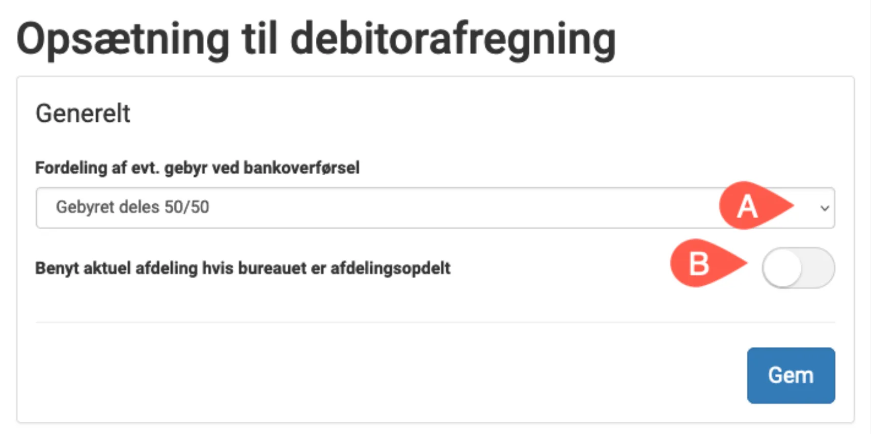 Faste indstillinger for afregning