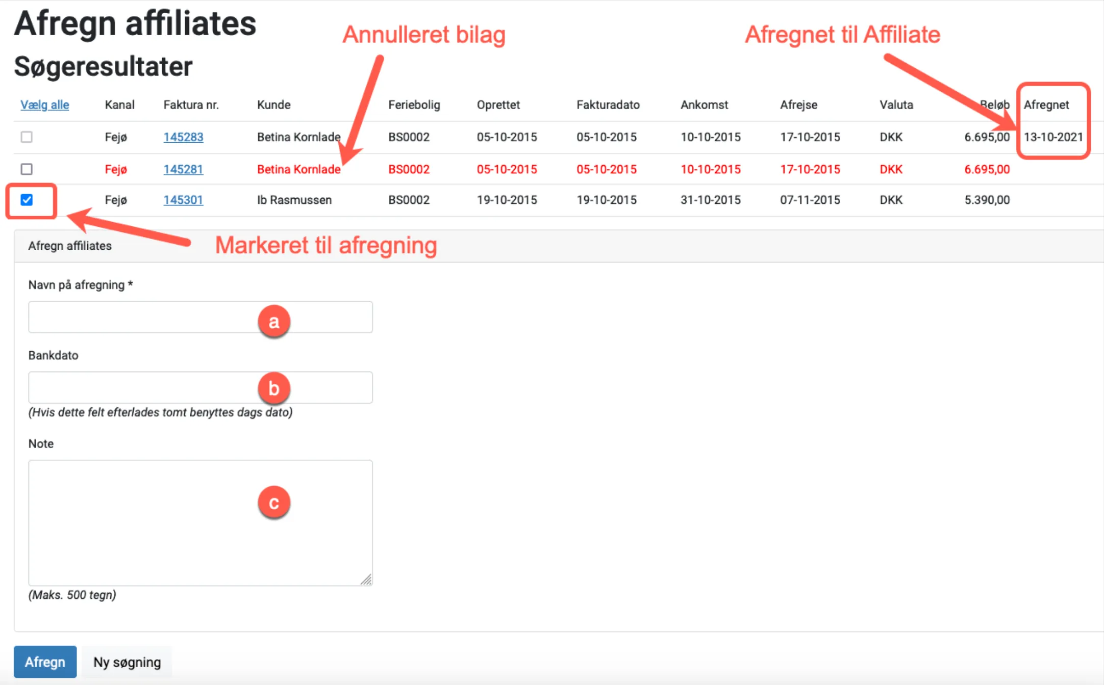 Eksempel på affiliate-liste