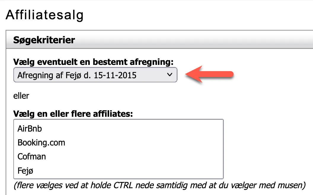 Søg bestemt afregning