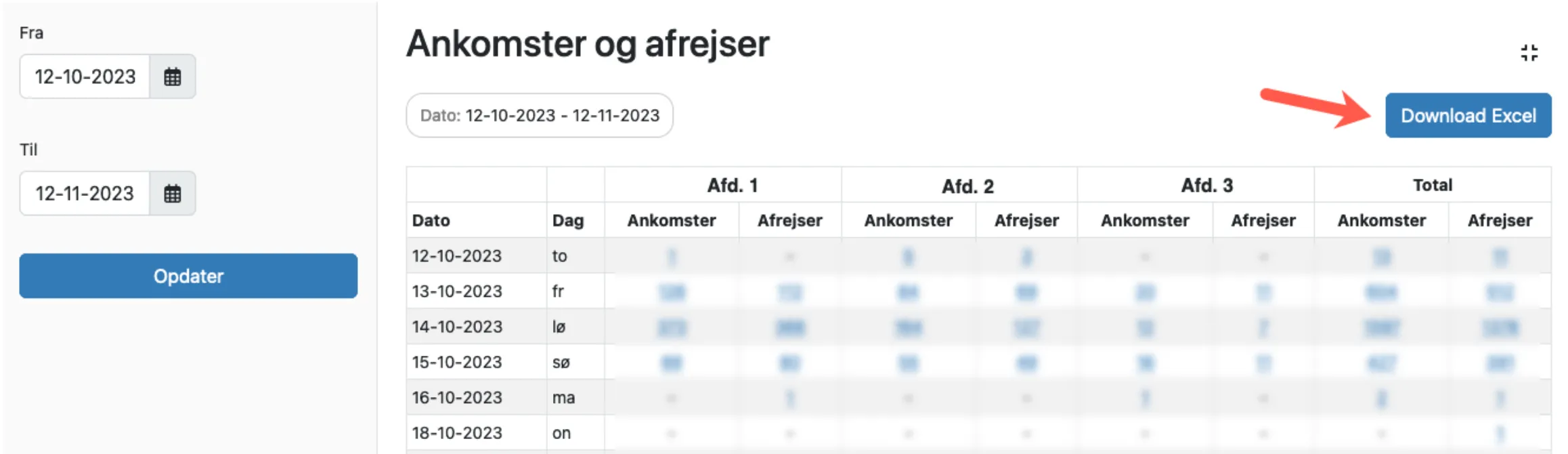 Download tabel til excel
