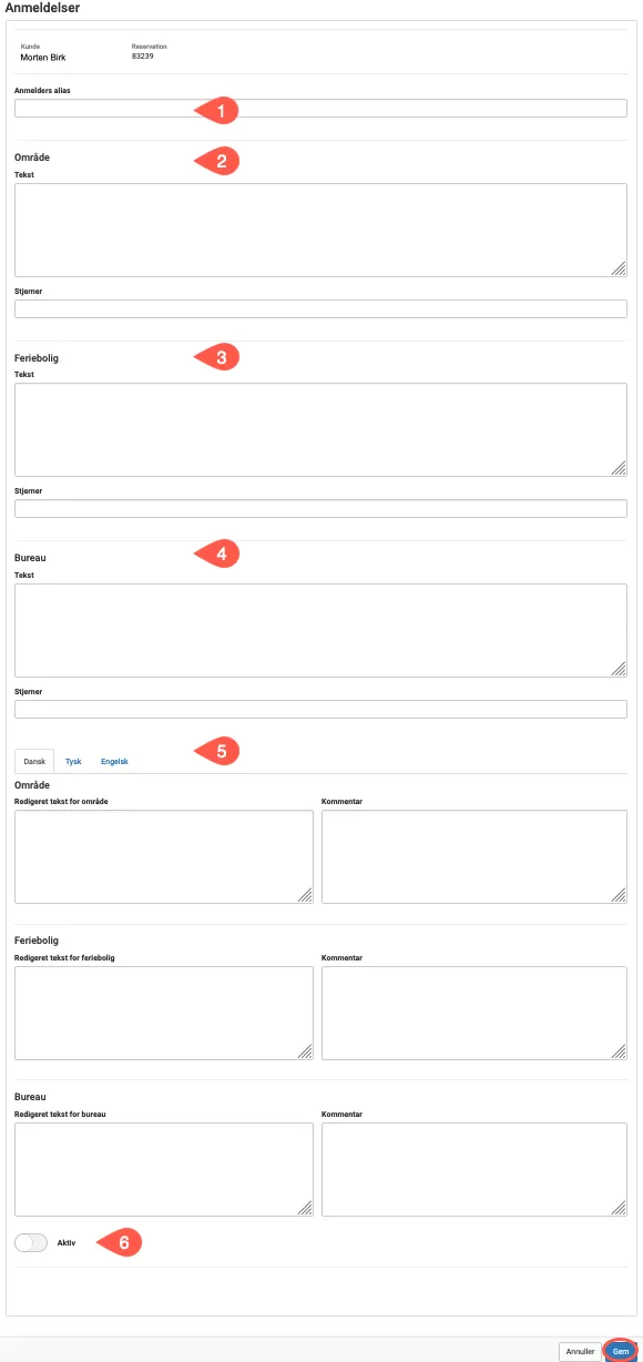 Udfyld anmeldelsesskema