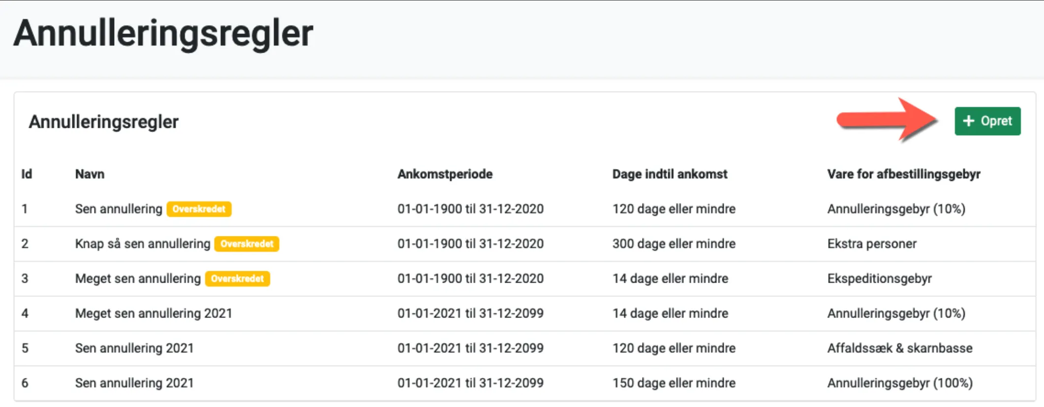 Opret ny annulleringsregel