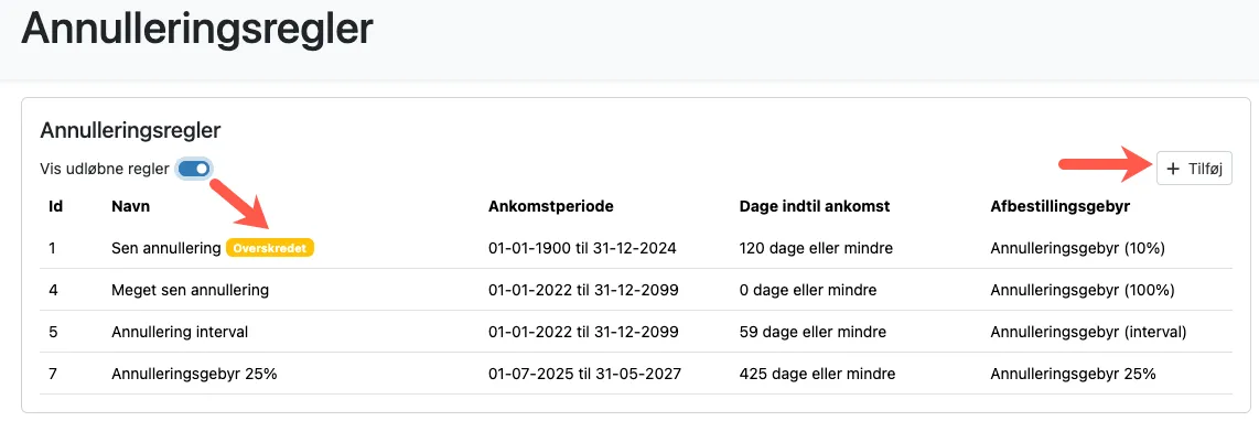 Opret ny annulleringsregel