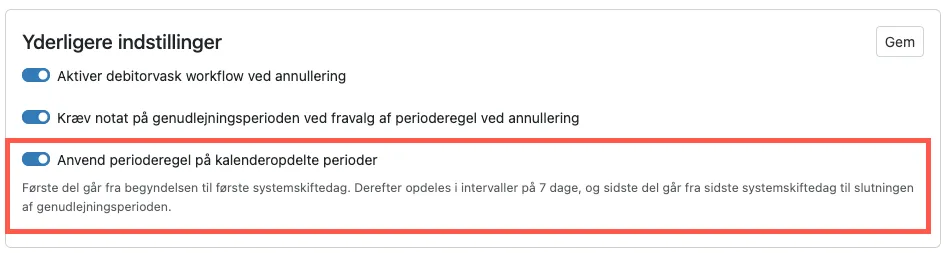 Yderligere indstillinger ifm. annulleringsregler