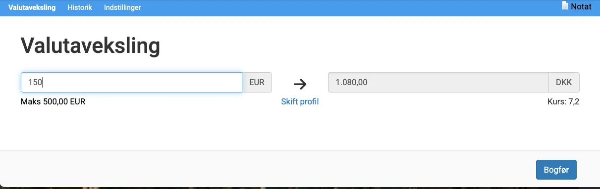 Omregning af kurs