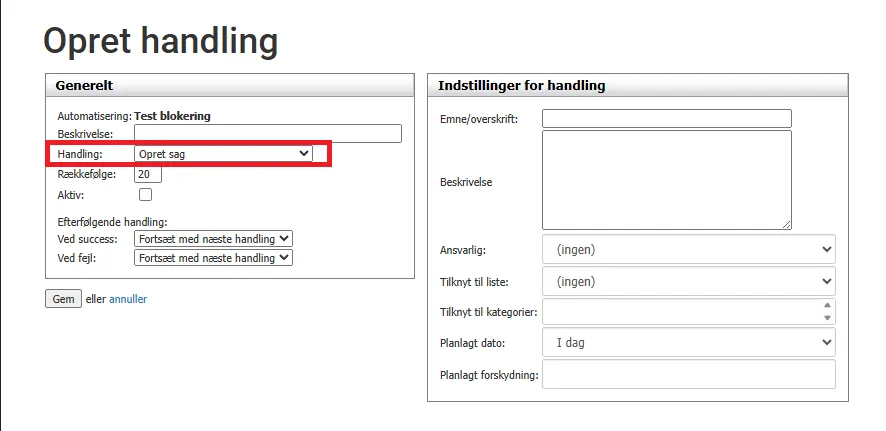 handlingen opret sag