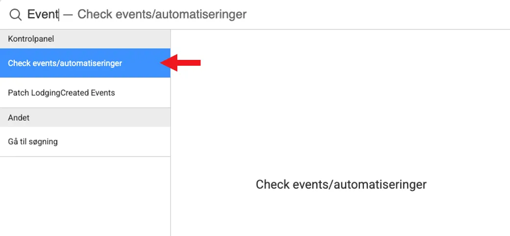 Søg Check event/automatisering