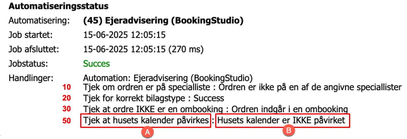 Se hvilke handlinger, der er kørt