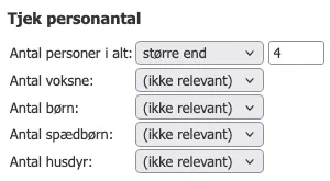 Sæt kriterier for antal personer