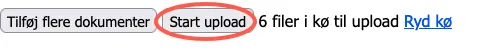 Start upload af pdf filer til BookingStudio