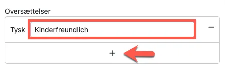 Skriv teksten for facilteten pr. sprog