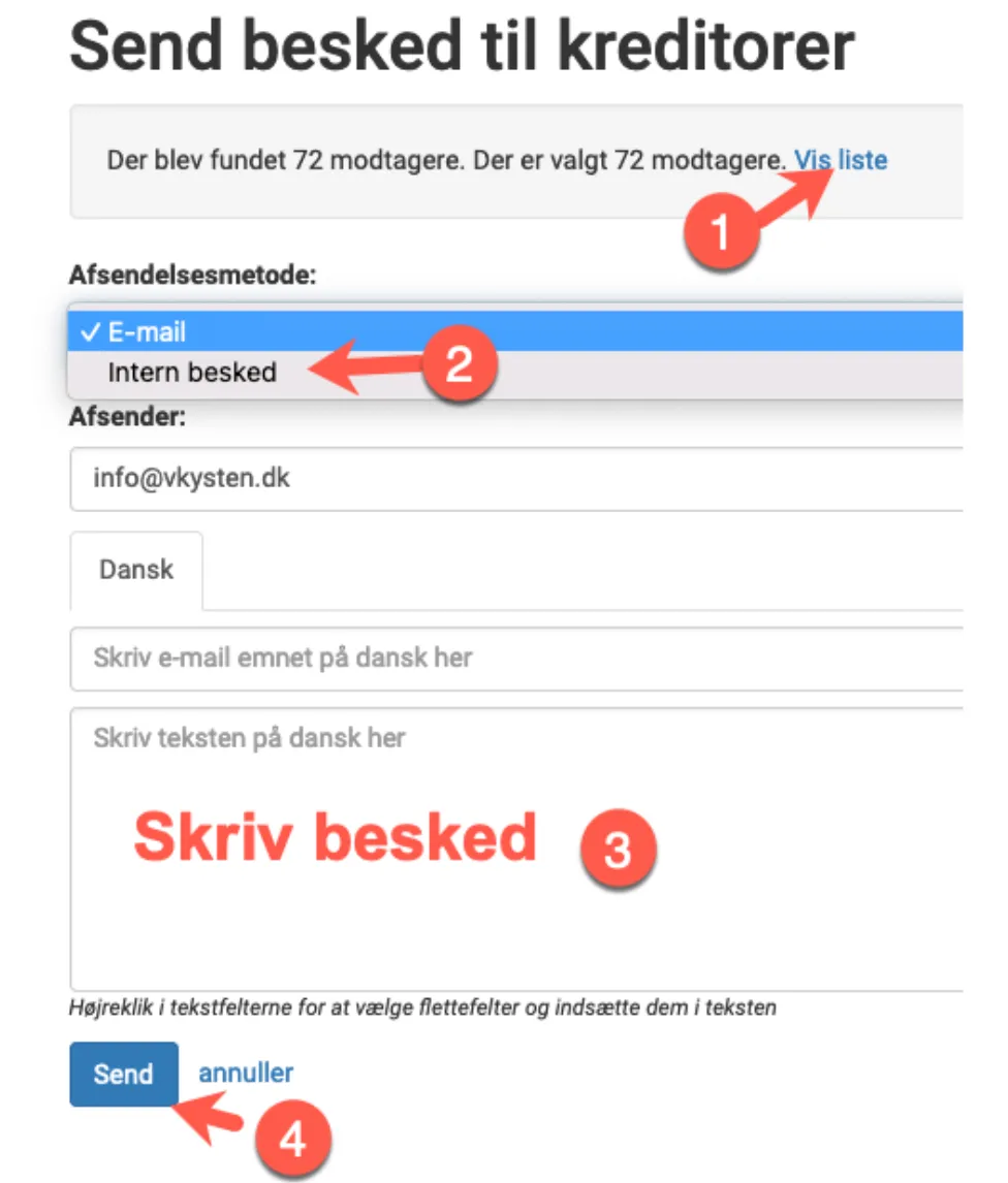 Søg kreditorer