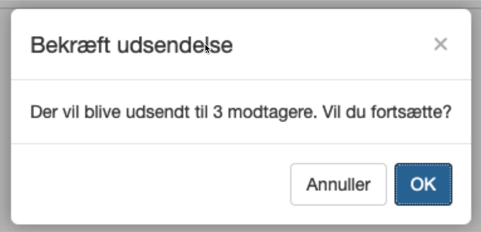 Bekræft udsendelse