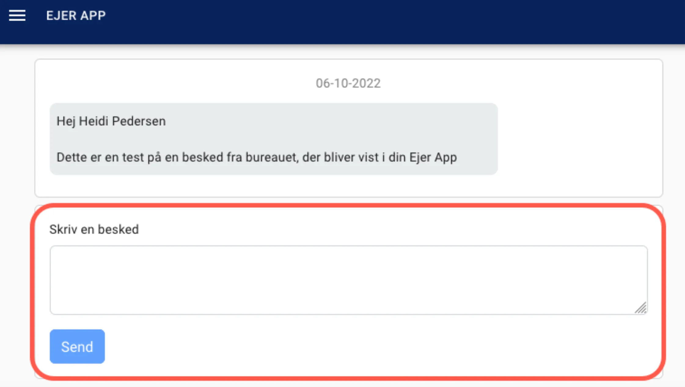 Skriv besked og send