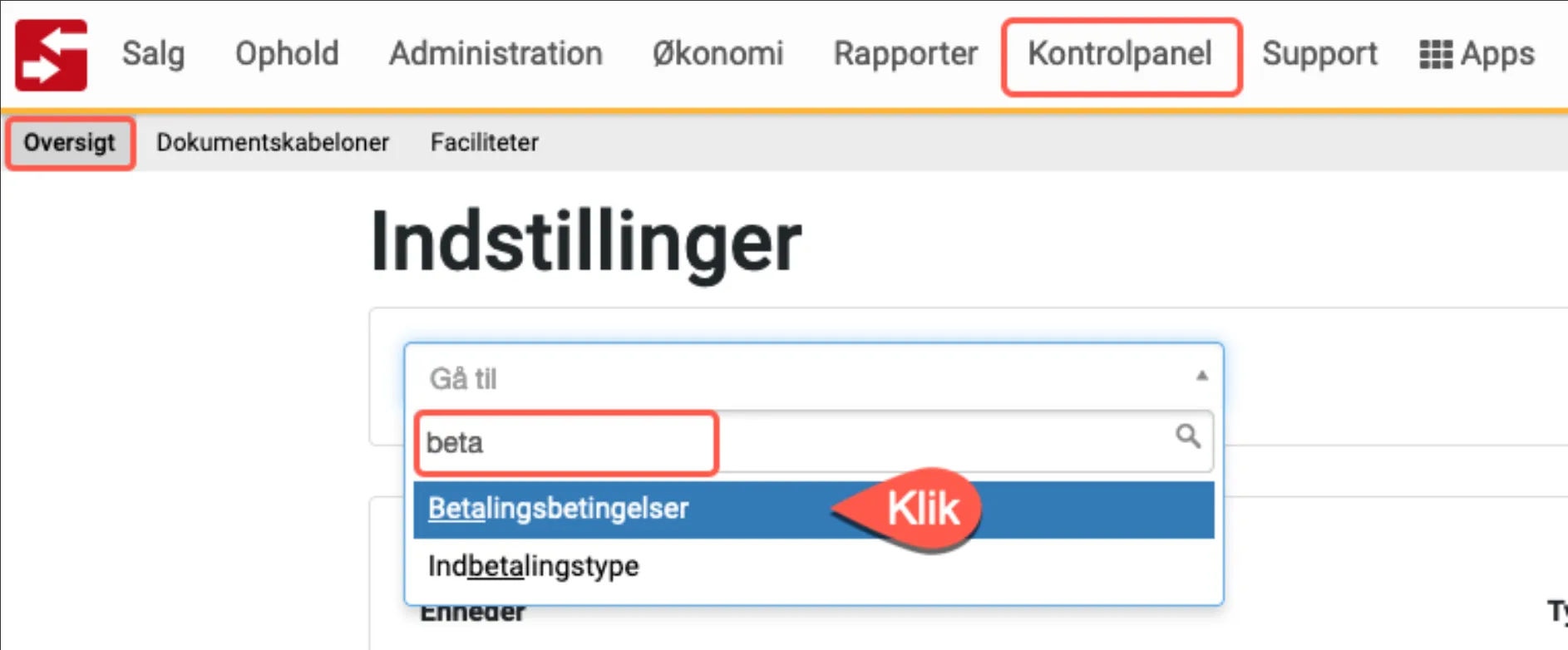 Søg betalingsbetingelser