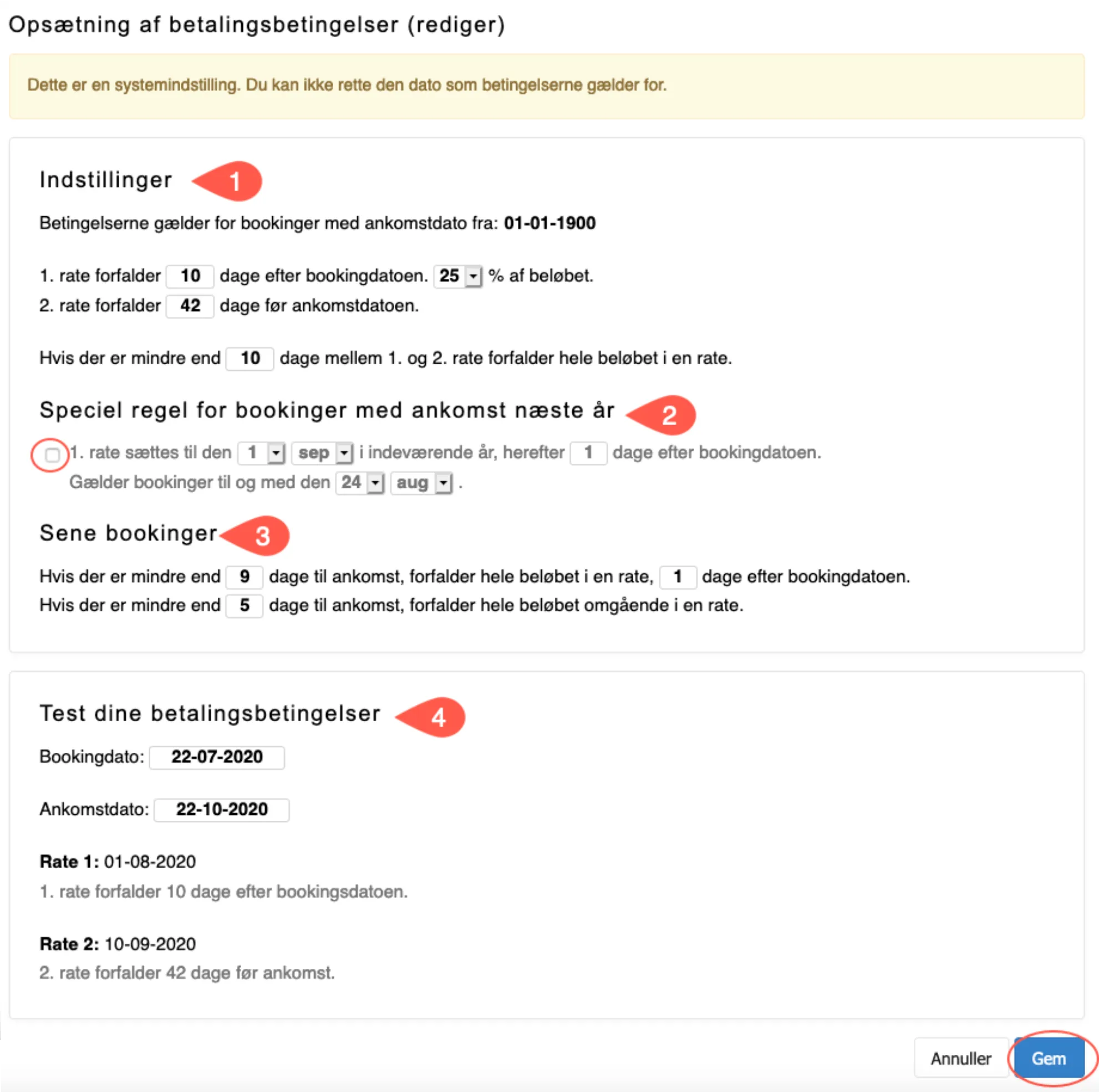 Tilpas indstillinger for betalingsbetingelser