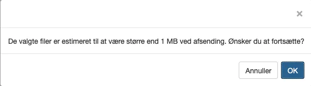 Advarsel om afsendelse af for stort billede 