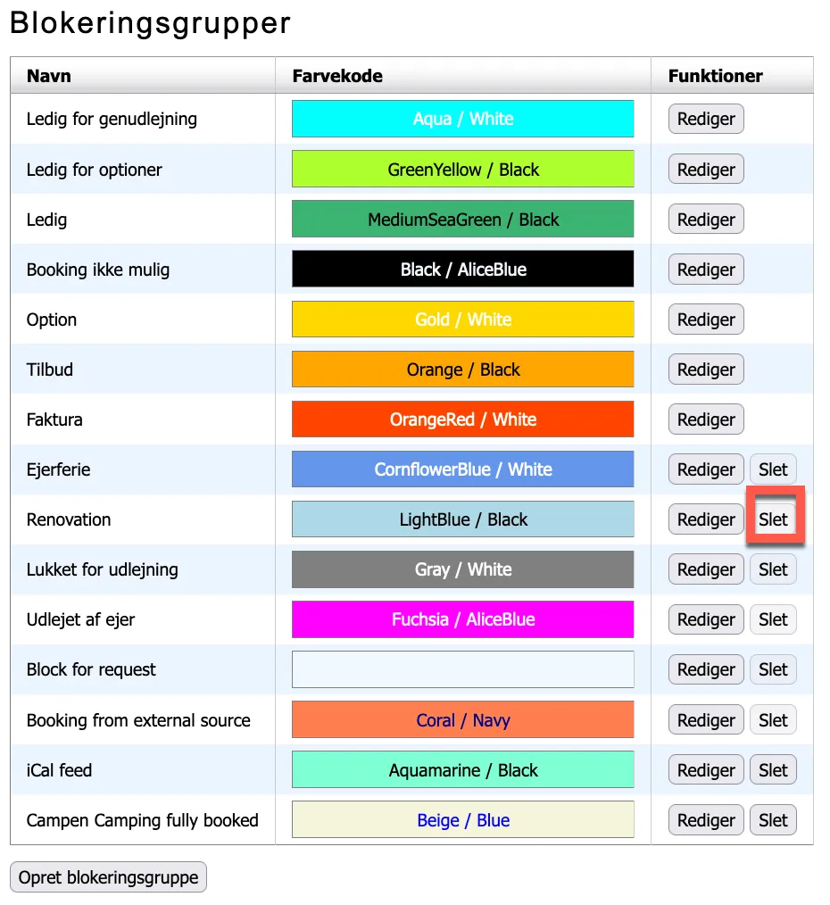 slet blokeringsgruppe