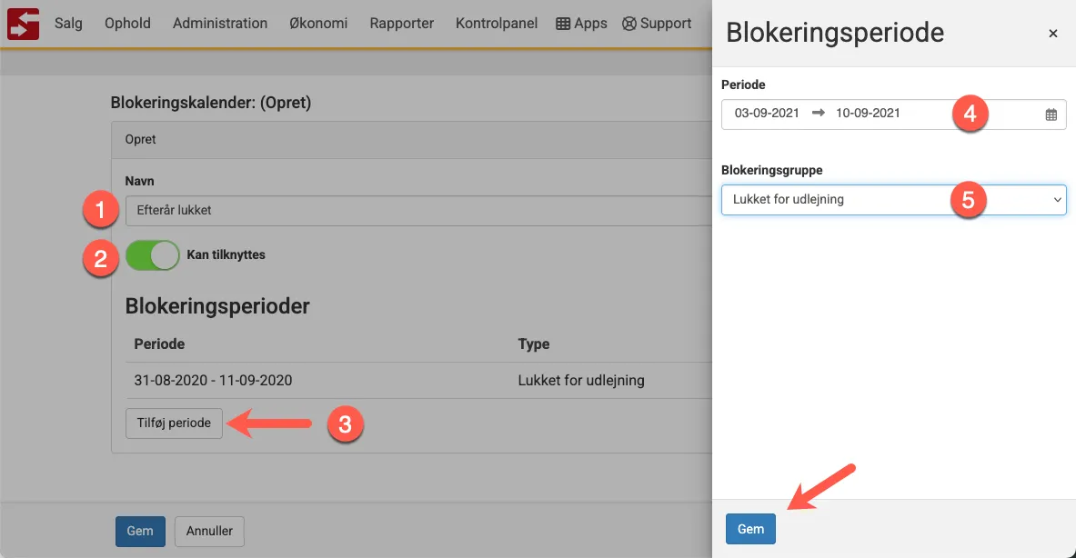 Navngiv og indtast perioder