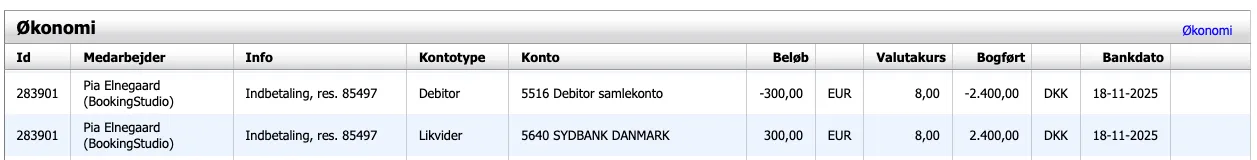 Resultat af bogføring