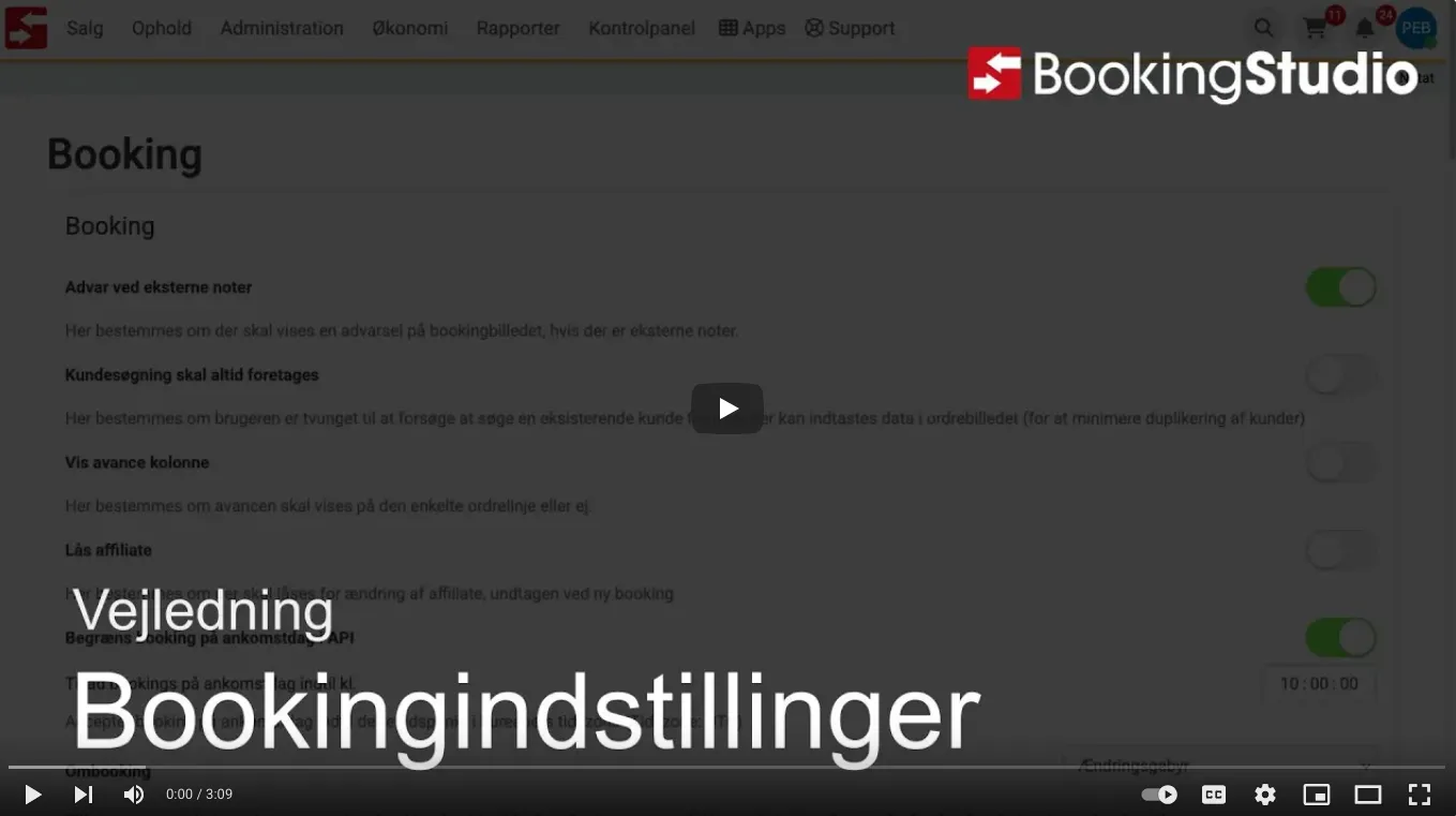 Bookingindstillinger