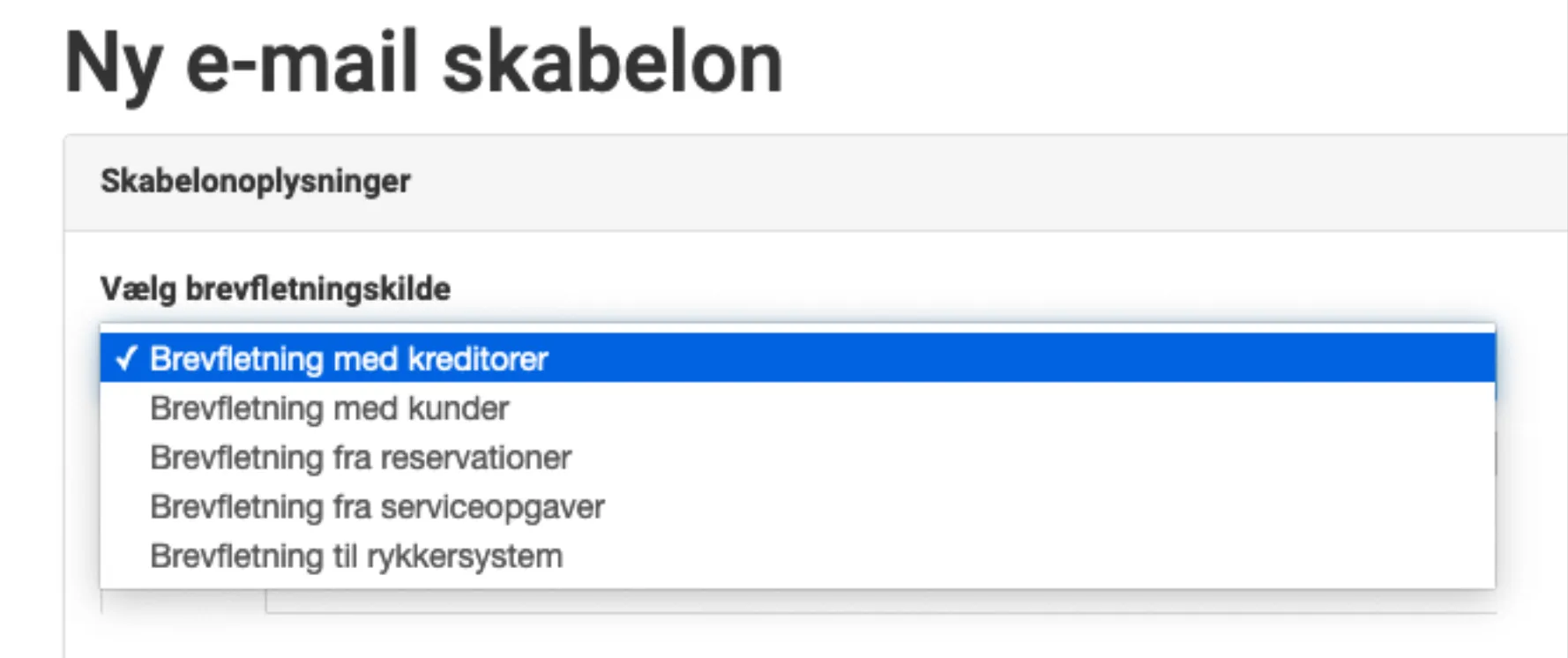 Vælg brevfletningskilde