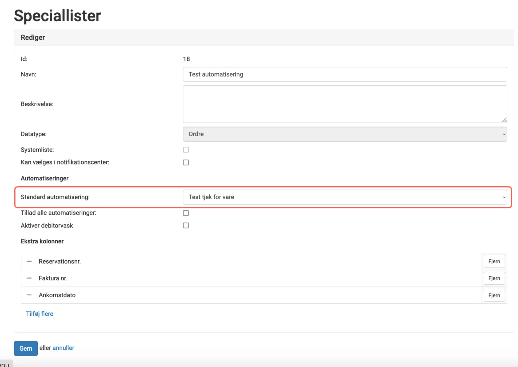 Vælg automatisering