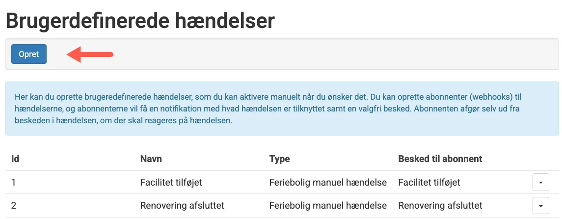 Opret en brugerdefineret hændelse