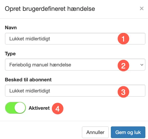 Opret en speciel hændelse