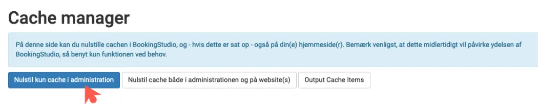 nulstil cache