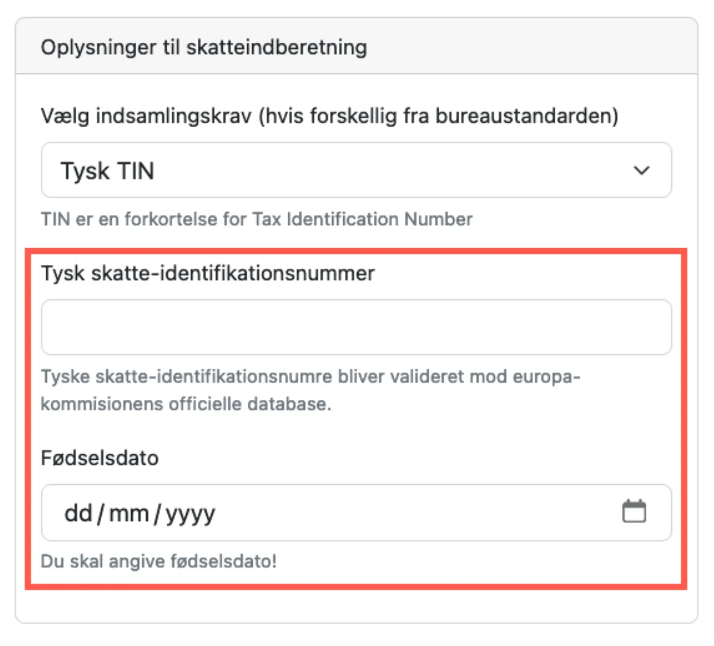 Andre felter for tin
