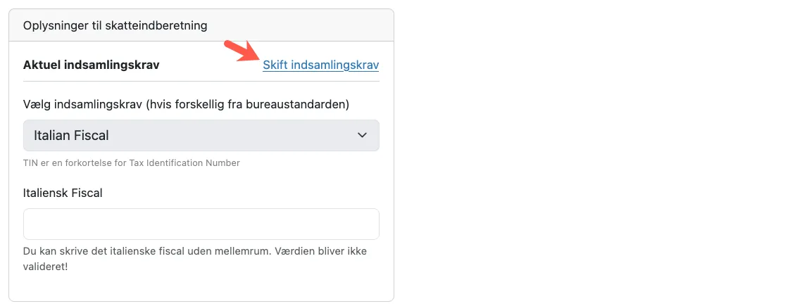 Skift indsamlingskrav