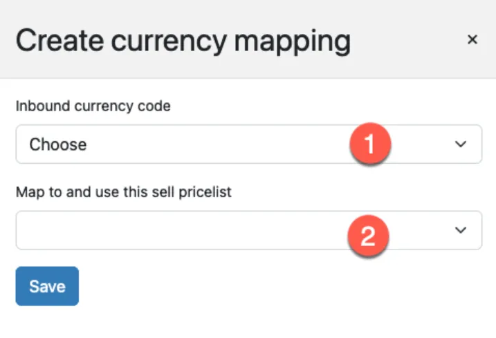Fill in currency code and map
