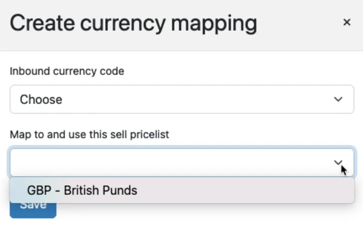 Choose which currency the above currency should be used to create the booking in