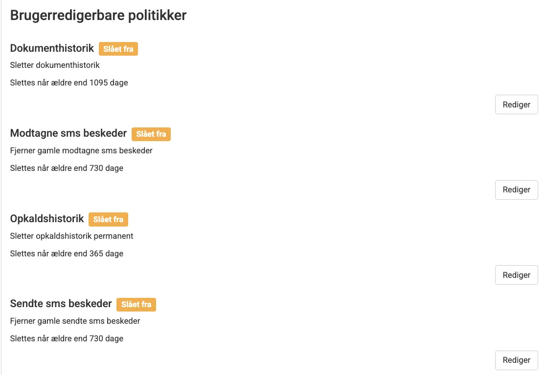 Redigerbare politikker