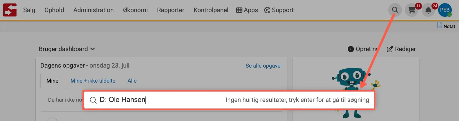 Søg debitor