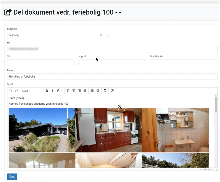 Tilret dokumentskabelonen inden den deles