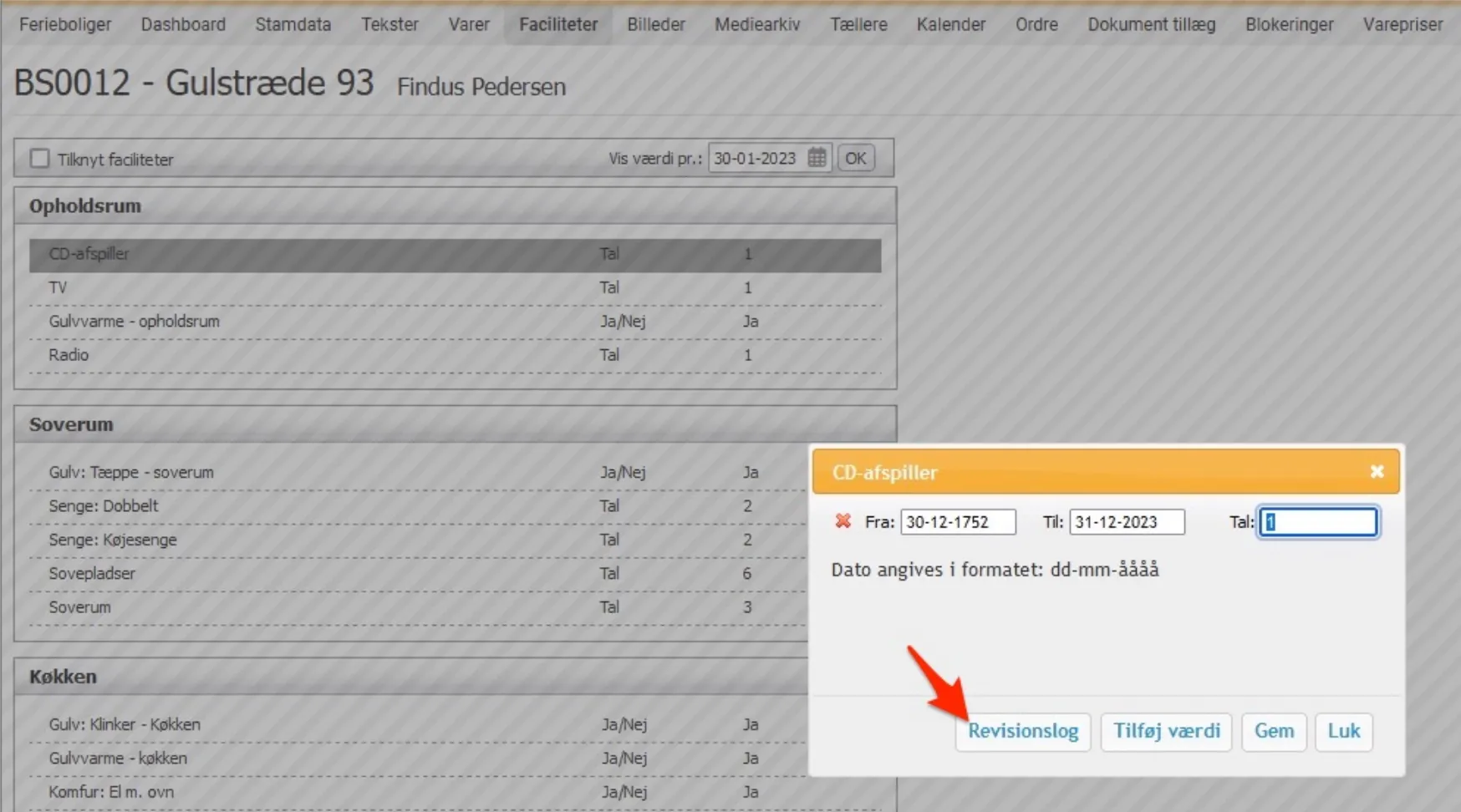 Knappen Revisionslog