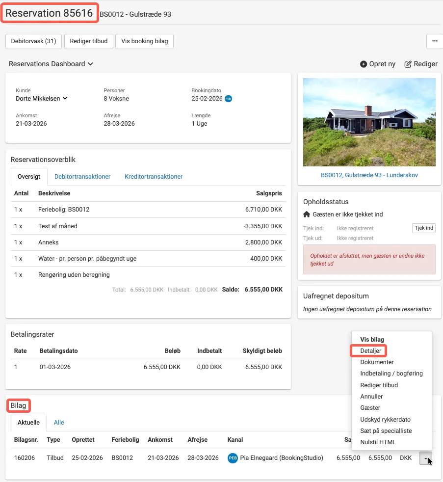 Reservation detaljer