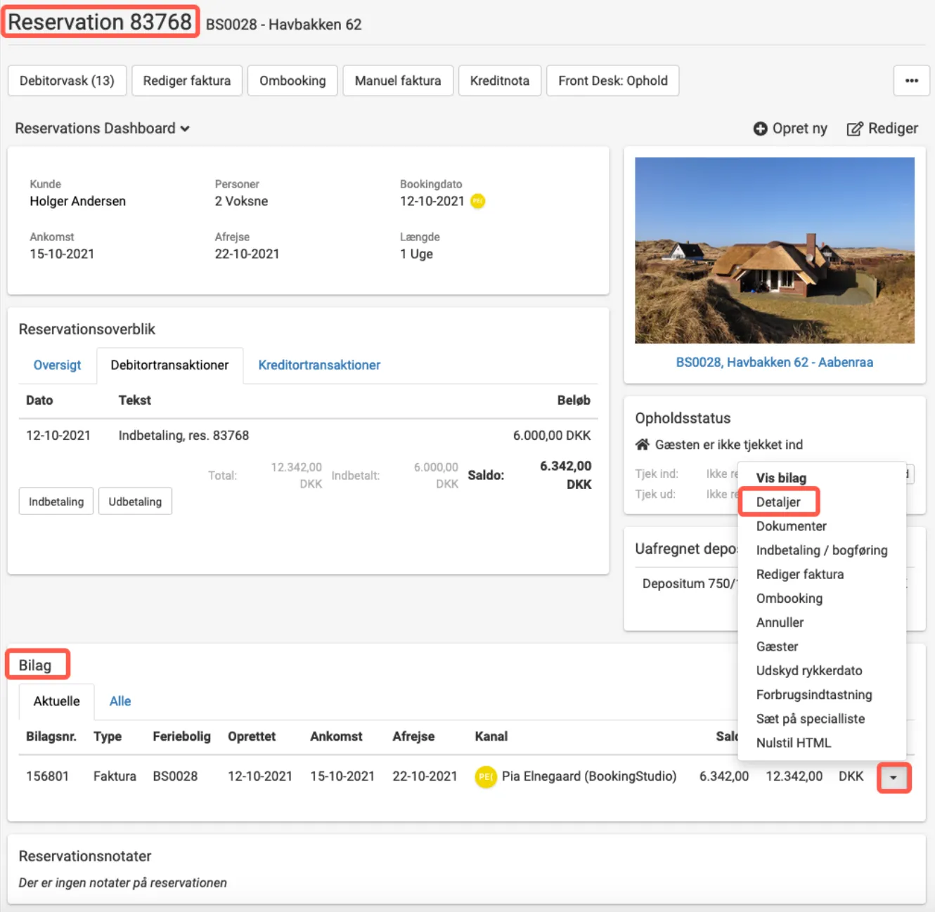 Reservation detaljer