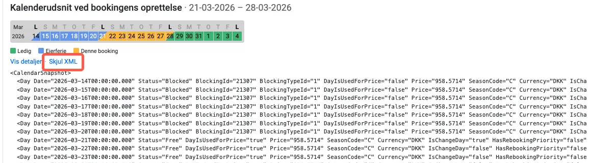 Se XML for informationerne i tabellen