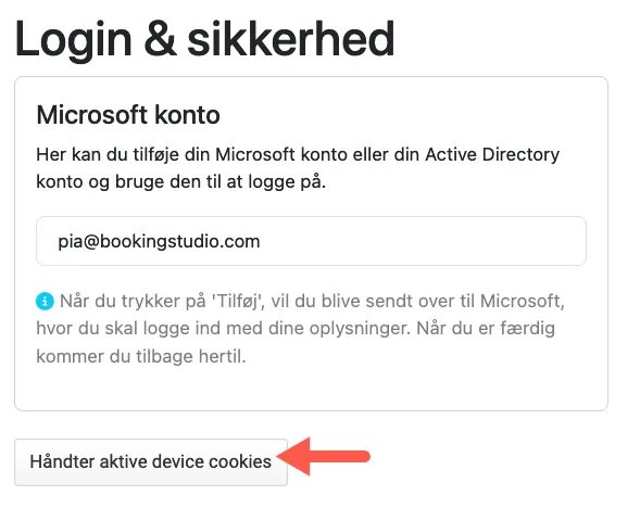 Håndter aktive device cookies