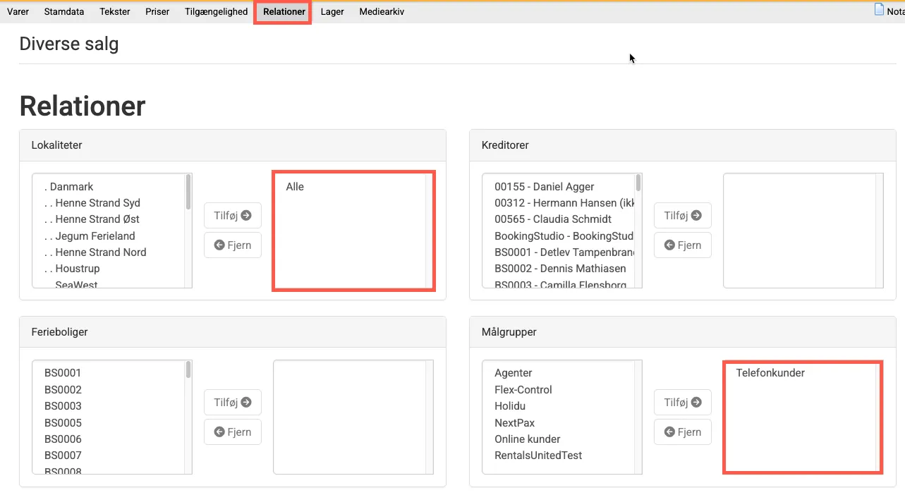 relationer for en diverse vare